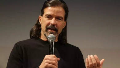 Marcelo Balboa (USA), Dunga (Brasil), Atiba Hutchinson (Canada) og Luis Hernández (Mexico) møttes til en prat før VM-trekningen.