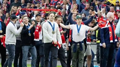 Det norske landslaget i ishockey feiret VM-bronse med karaoke og fest i Oslo